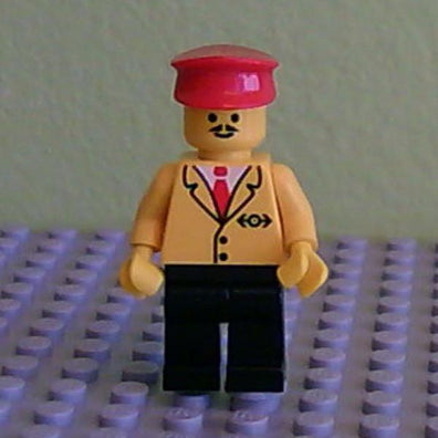 LEGO Minifigure-Railway Employee 5, Black Legs, Red Hat-Train-TRN060-Creative Brick Builders